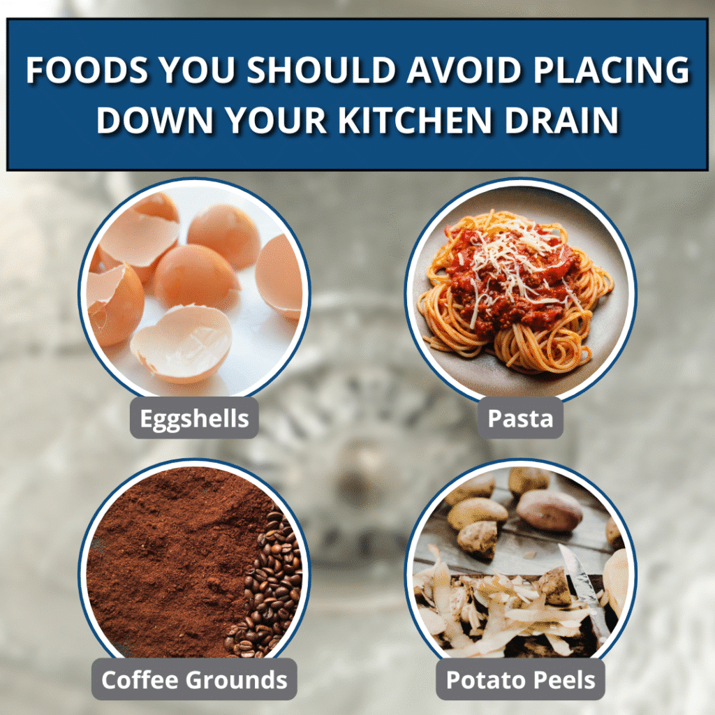 foods you should avoid placing down kitchen drain