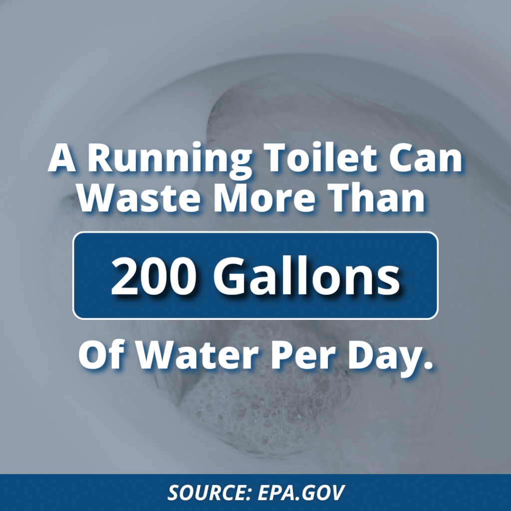 statistic about how much water damage a running toilet can cause